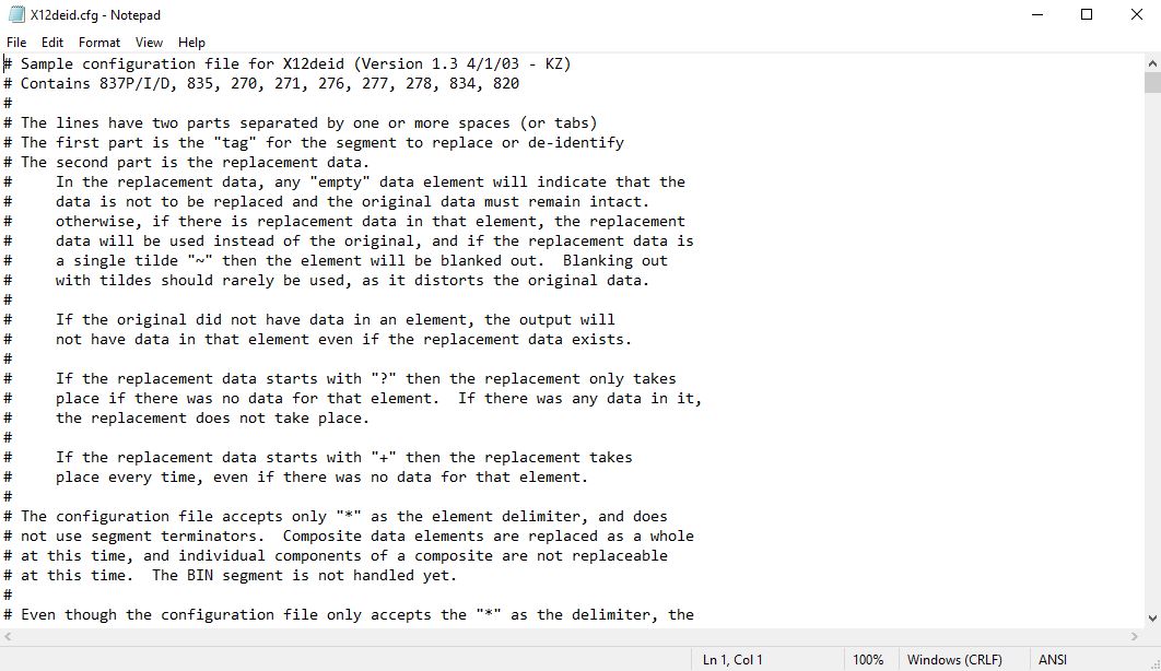 The configuration file.