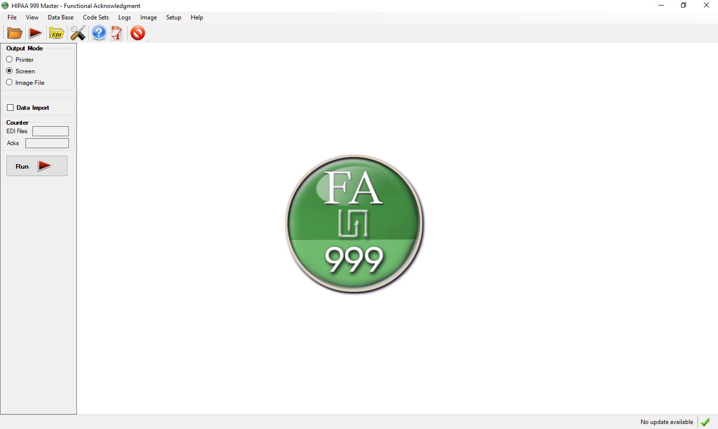 The main menu window of HIPAA 999 Master.