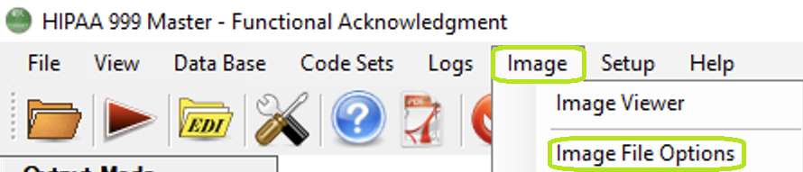 The "Image File Options" menu.