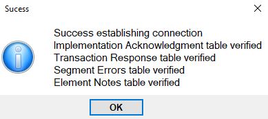 Message pop-up if the connection was established successfully.