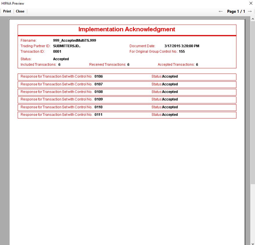 999 EDI file example.