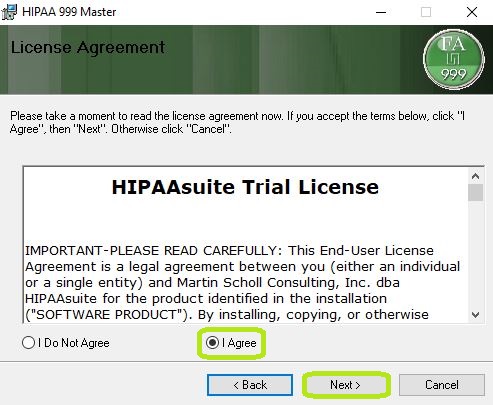The "License Agreement" window.