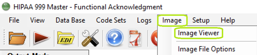 The "Image Viewer" option is in the main menu window.