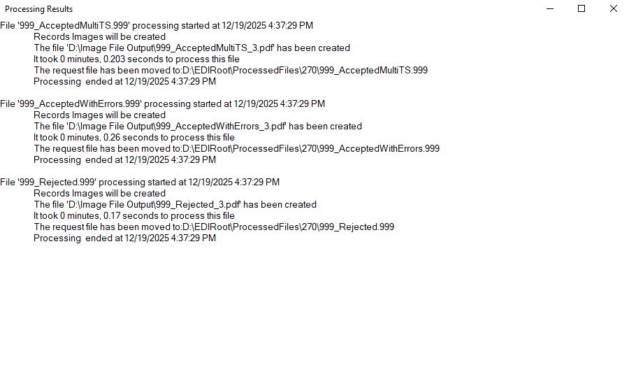 The "Processing Results" window.