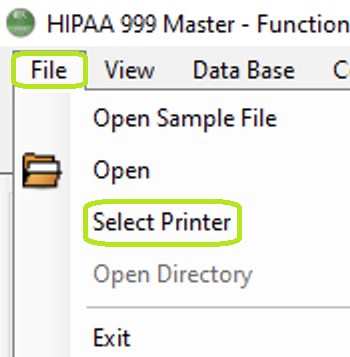 The "Select Printer" option from the "File" tab.