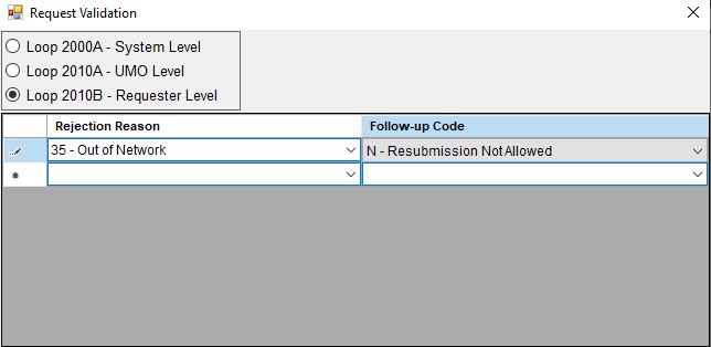 A rejection of an out-of-network provider's authorization request.