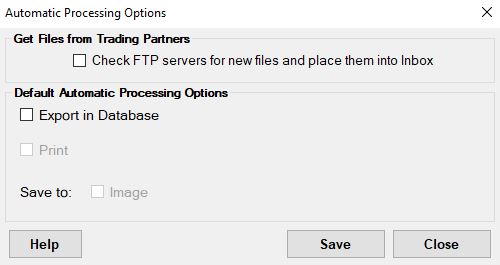EDI Exchange Automatic Processing options.