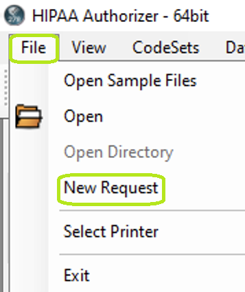 The "New Authorization Request" option.