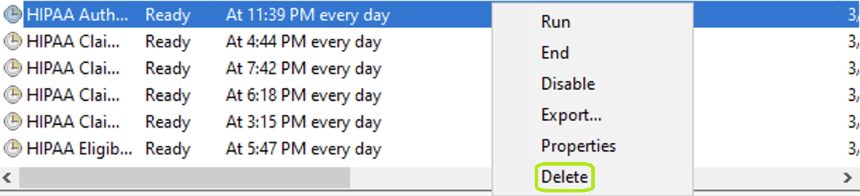 The “Delete” option is under the task’s drop-down menu.