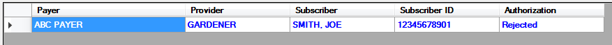 The authorization status is set to"'Rejected."