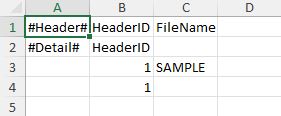 Sample of a single sheet Excel spreadsheet with both header and detail rows.