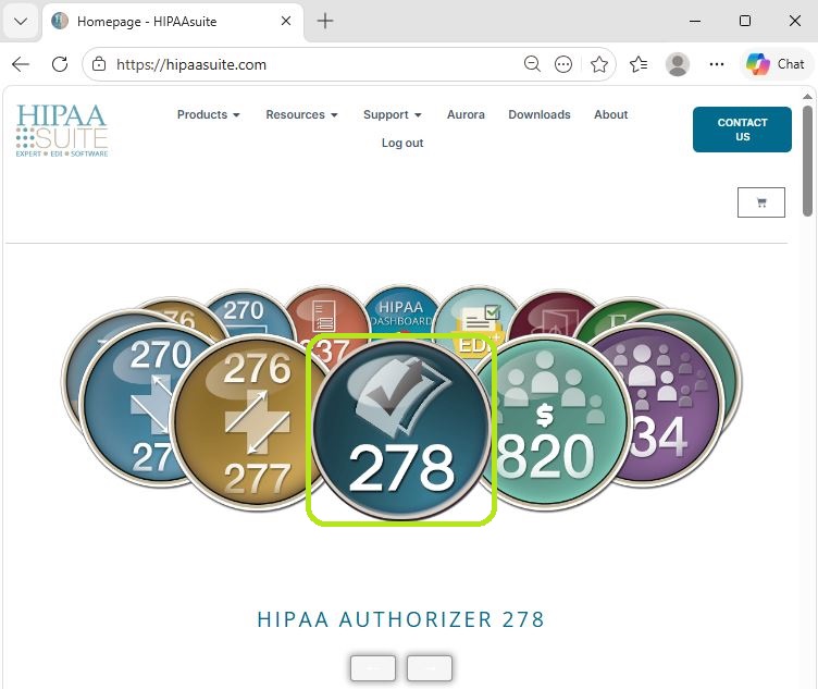 The Authorizer 278 Icon in the HIPAAsuite website homepage.&nbsp;