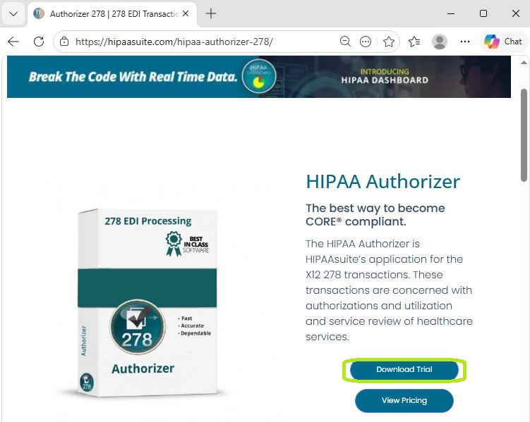 The HIPAA Authorizer information page.&nbsp;
