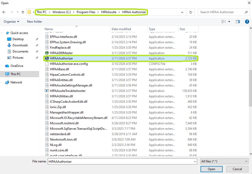 The path to the HIPAA Claim Status Checker application folder.