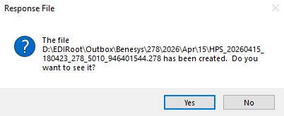 Confirming the creation of the file.