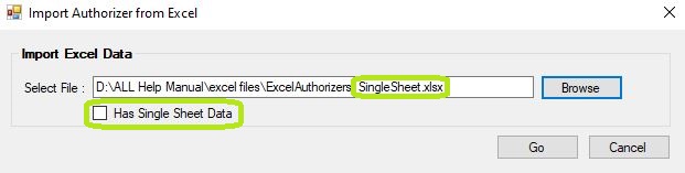 Example of a single sheet file import with Has Single Sheet Data box.
