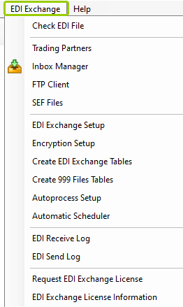 Sample of the "EDI Exchange" tab.
