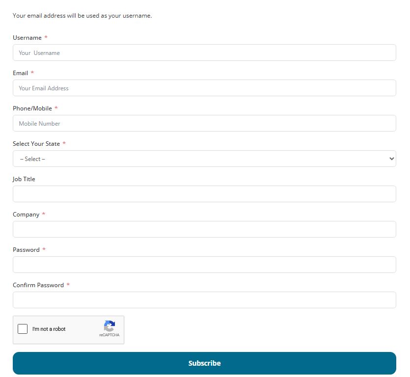 The registration section of the "Sign Up" page.
