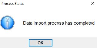 A pop-up message will show if the data import process was a success.