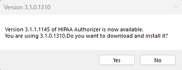 The "Changes in versions" window if there are updates available.