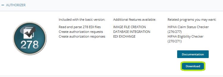 The "Downloads" page with the "Download" button next to the desired product.