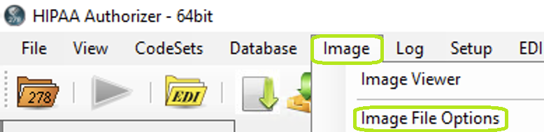 The "Image File Options" menu.