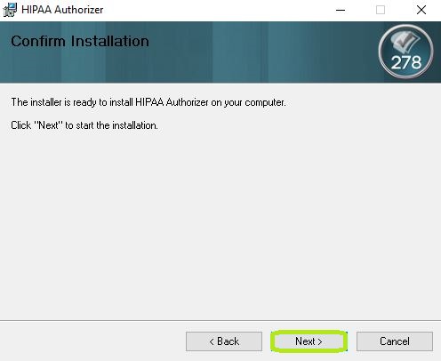 The Confirm Installation window.