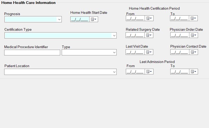 The "Home Health Care Information" section.