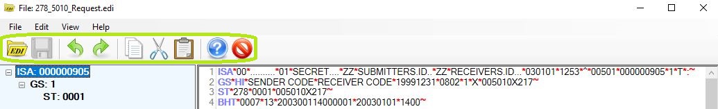 The "EDI Taskbar" is in the "EDI Editor" window.