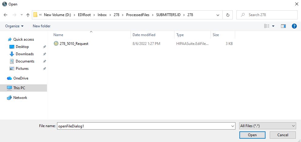 EDI file selection.