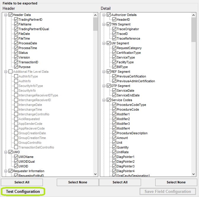 The "Test Configuration" button.