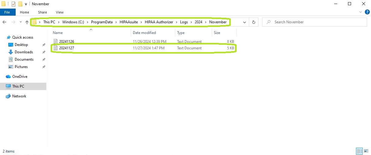 The log text files.