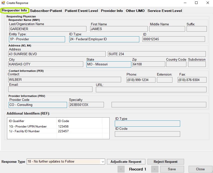 The screens to study the request and create the response.