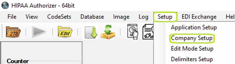 The "Setup" menu and "Company Setup" button.
