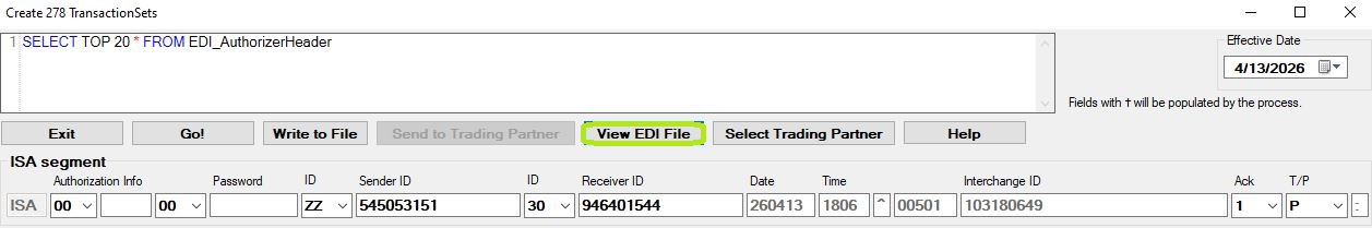 The "View EDI File" button.