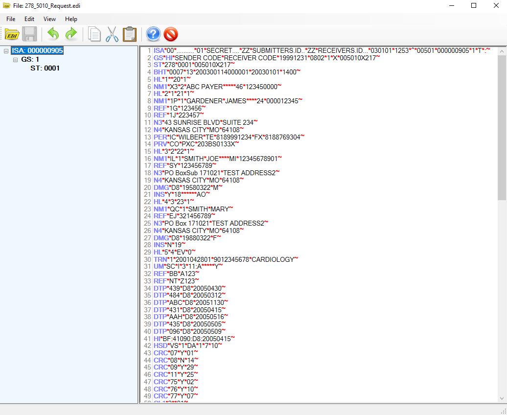 The "EDI Editor" window.