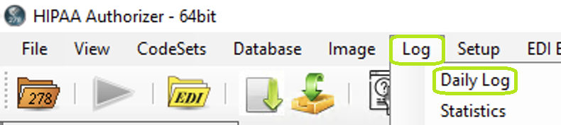 The "Daily Log" option is in the "Log" tab.
