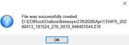 Pop-up confirmation of file saved.