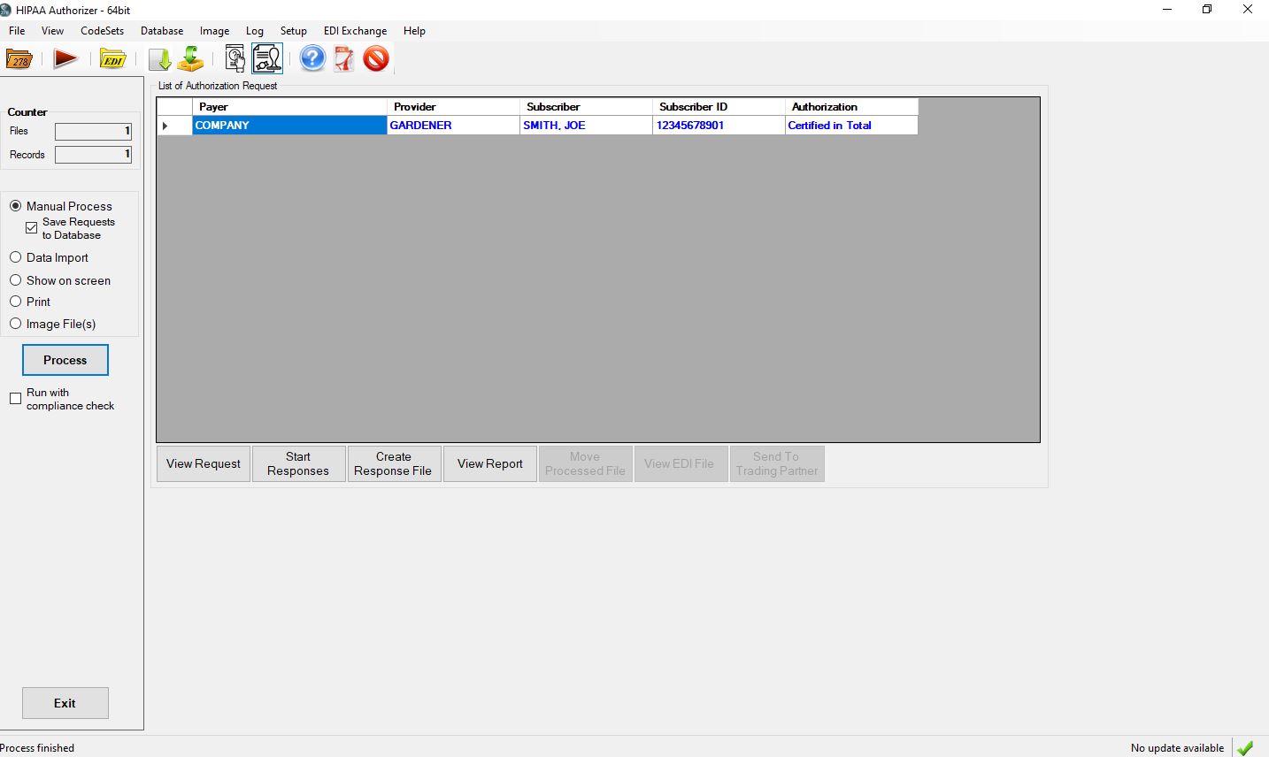 The main screen in response mode.
