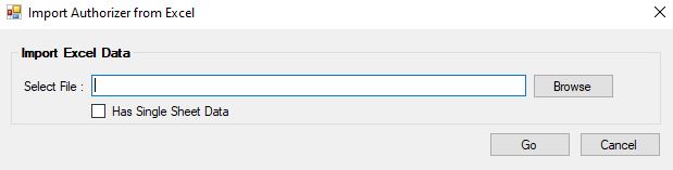 The "Import Authorizer from Excel" window.
