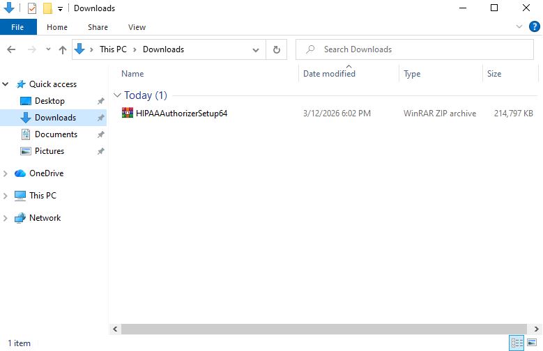 The ZIP file is in the "Downloads" folder.