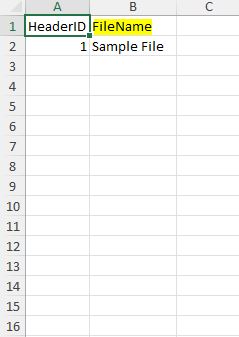 The Excel file along with the "Filename" field included.