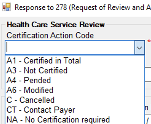 The available action codes.