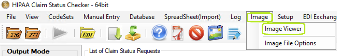 The "Image Viewer" option is in the main menu window.