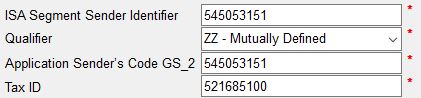 The "ISA Segment Sender Identifier" section in "Company Setup."