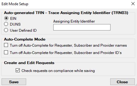 The "Edit Mode Setup" screen.
