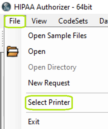 The "Select Printer" option from the "File" tab.