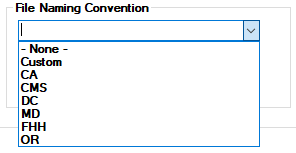 The "File Naming Convention" drop-down menu.