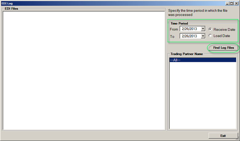 edi receive log window