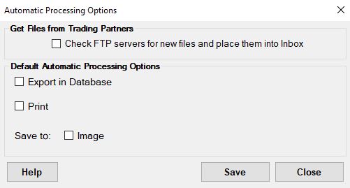EDI Exchange Automatic Processing options.
